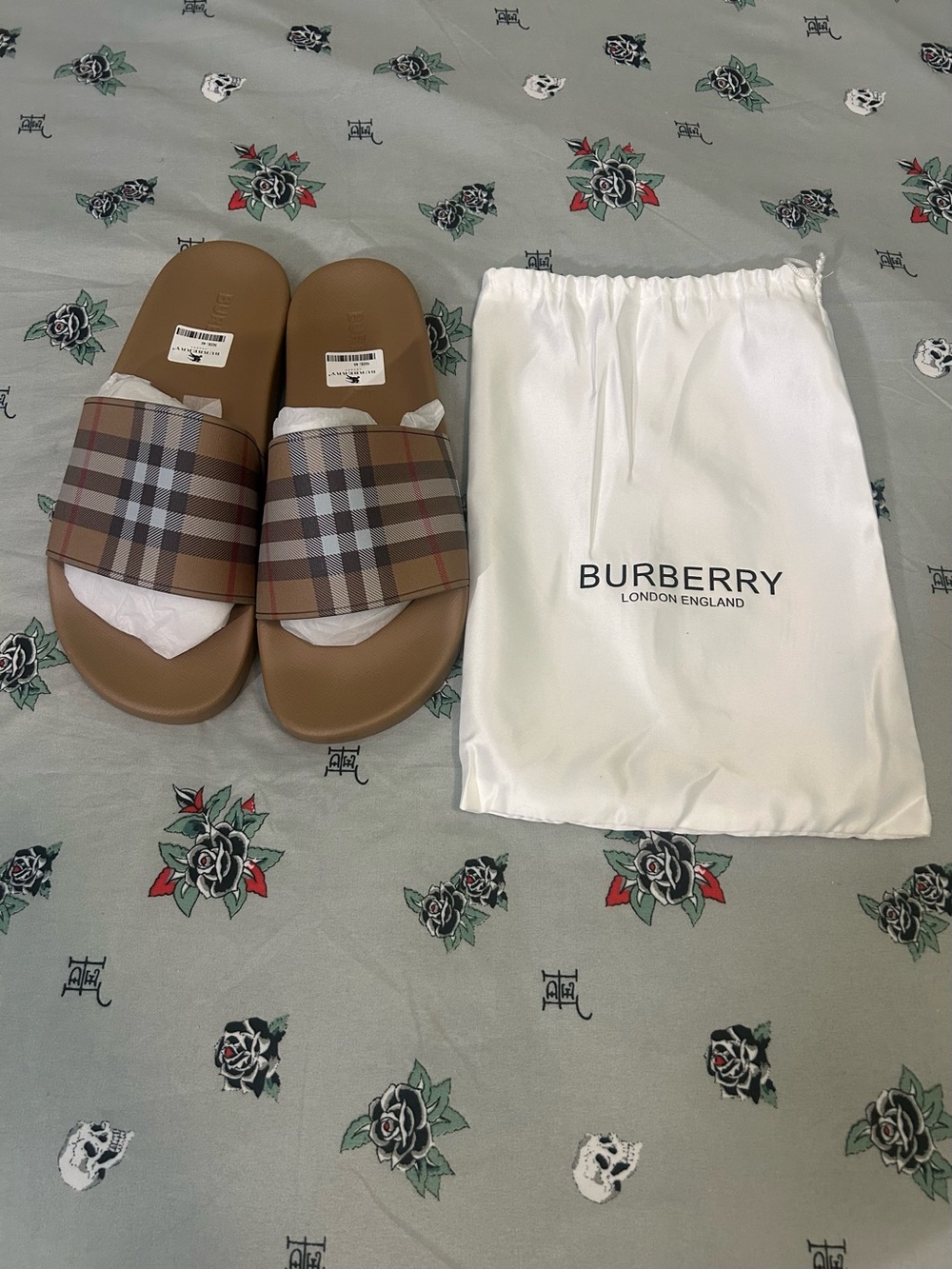 Burberry Beige/Tan Check Slide Sandals